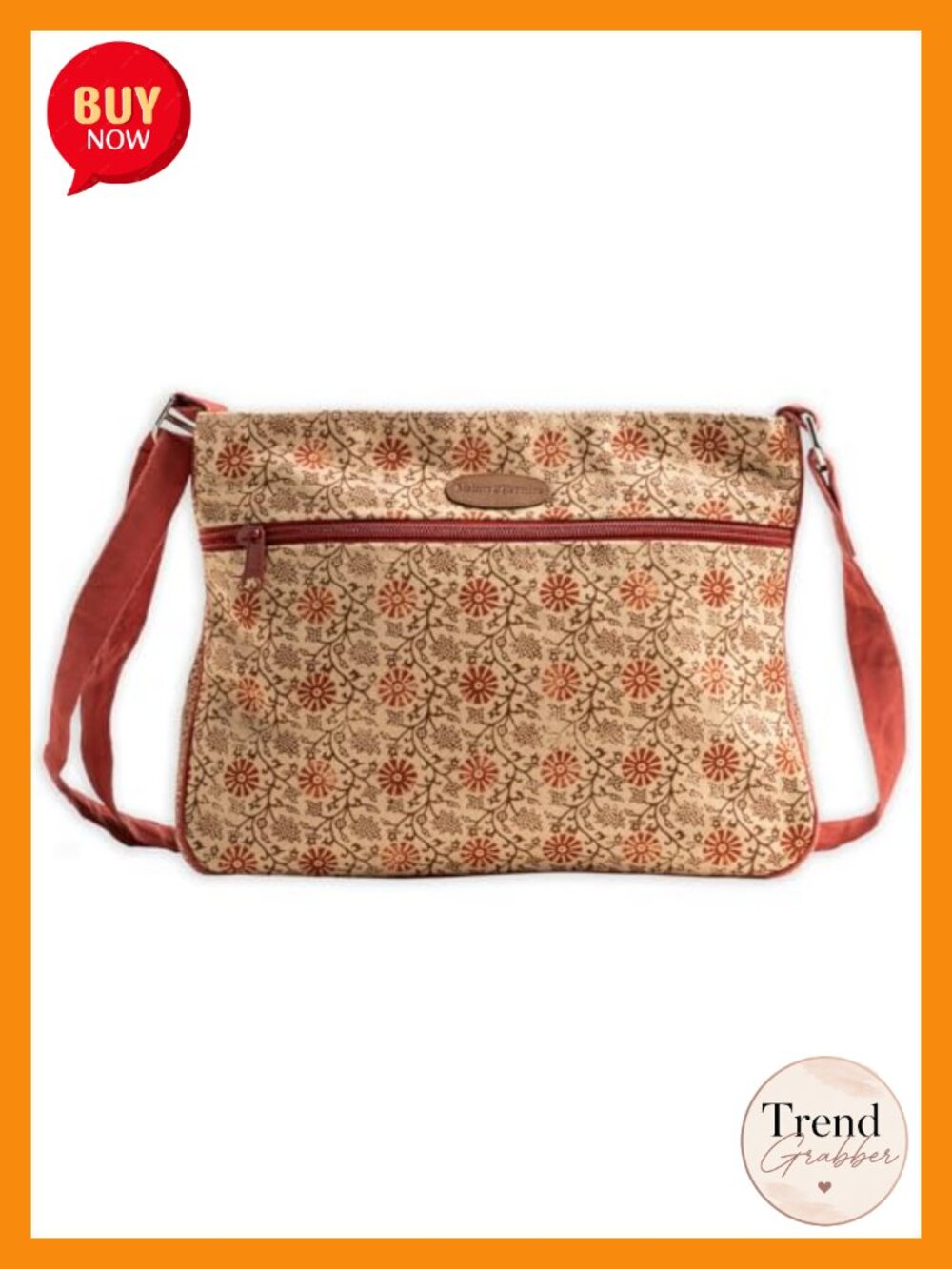 Cotton Canvas Crossbody Bag Floral Print Shoulder Bag Everyday